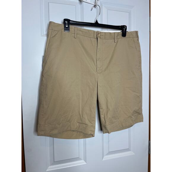 Polo Ralph Lauren Men Flat Front Chino Khaki Shorts Size 40 Long Tall Brown - Picture 2 of 8